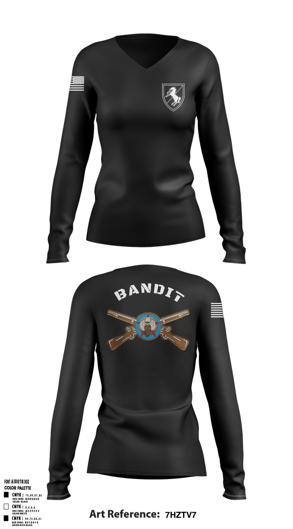Womens Long Sleeve Vneck Shirt, Bandit TroopBandit Troop 2.0, Army, Teamtime, Team time, sublimation, custom sports apparel, team uniforms, spirit wear, spiritwear, sports uniforms, custom shirts, team store, custom team store, fundraiser sports, apparel fundraiser
