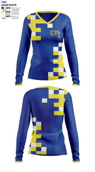 Womens Long Sleeve Vneck Shirt, ColdWater Cougara 'Shelby Youth Sports', Track & Field, Teamtime, Team time, sublimation, custom sports apparel, team uniforms, spirit wear, spiritwear, sports uniforms, custom shirts, team store, custom team store, fundraiser sports, apparel fundraiser