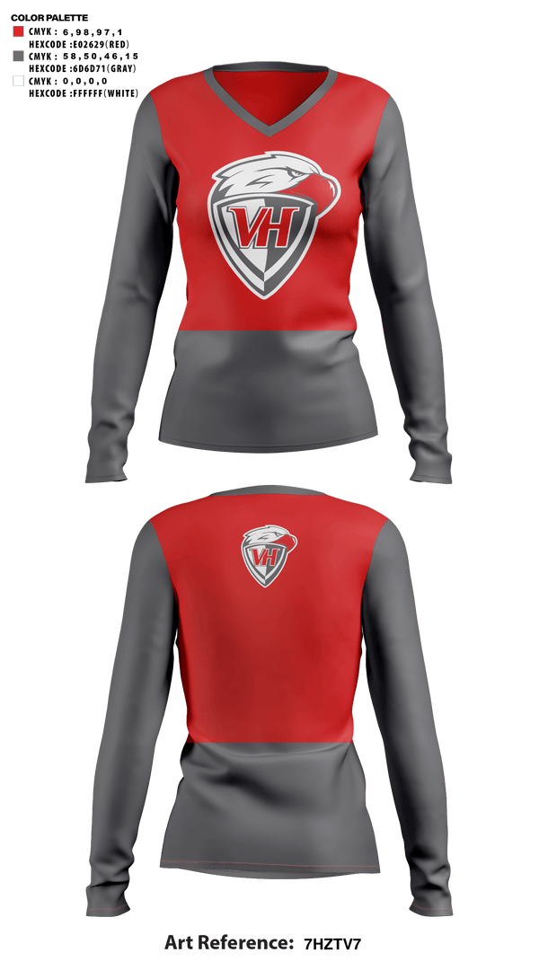 Womens Long Sleeve Vneck Shirt, Van Horn High School Cheer, Cheer, Teamtime, Team time, sublimation, custom sports apparel, team uniforms, spirit wear, spiritwear, sports uniforms, custom shirts, team store, custom team store, fundraiser sports, apparel fundraiser