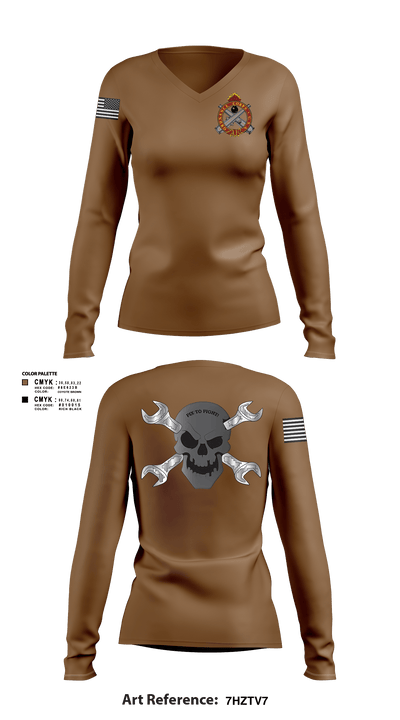 758th SMC 429395 Women's Long Sleeve V-neck Shirt - 2