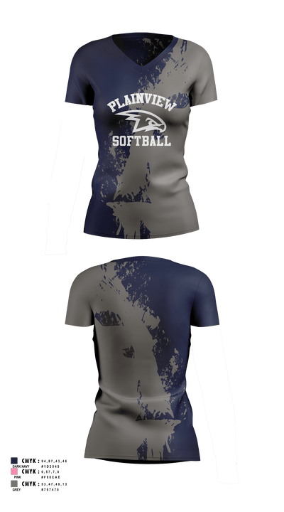 Plainview Softball 28664067 Women's Short Sleeve V-neck Shirt - 3