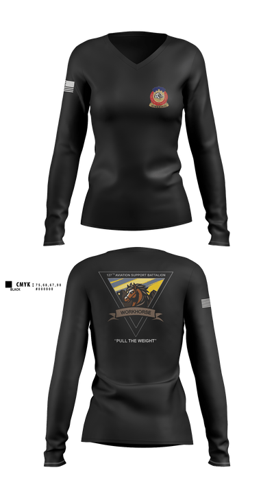 127th ASB WORKHORSE 79378829 Women's Long Sleeve V-neck Shirt - 3