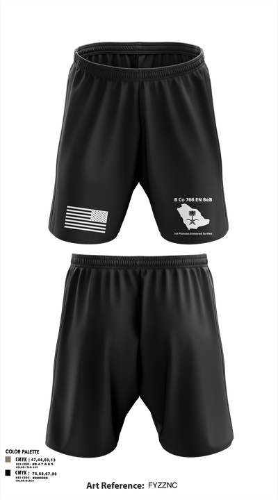 B Co 766 EN BeB 1st Platoon Armored Turtles Athletic Shorts With Pockets - 3