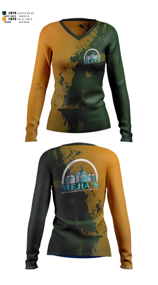Womens Long Sleeve Vneck Shirt, Mejia’s Bin Construction LLC, , Teamtime, Team time, sublimation, custom sports apparel, team uniforms, spirit wear, spiritwear, sports uniforms, custom shirts, team store, custom team store, fundraiser sports, apparel fundraiser