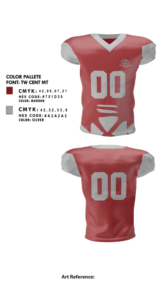 Football Jersey, Virginia Union University Cheer, Cheer, Teamtime, Team time, sublimation, custom sports apparel, team uniforms, spirit wear, spiritwear, sports uniforms, custom shirts, team store, custom team store, fundraiser sports, apparel fundraiser