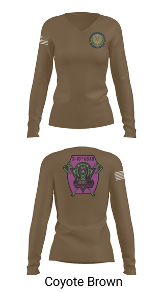 Women's Long Sleeve Vneck Shirt, 3-10 GSAB, Army, Teamtime, Team time, sublimation, custom sports apparel, team uniforms, spirit wear, spiritwear, sports uniforms, custom shirts, team store, custom team store, fundraiser sports, apparel fundraiser