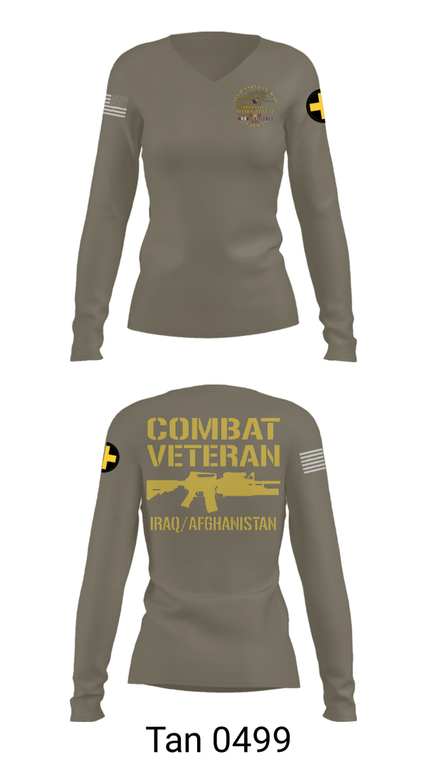 Women's Long Sleeve Vneck Shirt, 33rd Infantry, Army, Teamtime, Team time, sublimation, custom sports apparel, team uniforms, spirit wear, spiritwear, sports uniforms, custom shirts, team store, custom team store, fundraiser sports, apparel fundraiser