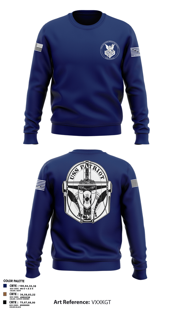 Crew Neck Sweatshirt, USS Patriot, Navy, Teamtime, Team time, sublimation, custom sports apparel, team uniforms, spirit wear, spiritwear, sports uniforms, custom shirts, team store, custom team store, fundraiser sports, apparel fundraiser