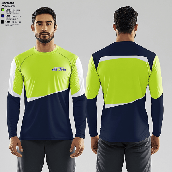 Long Sleeve Performance Shirt, Creek Youth Lacrosse, Men's Lacrosse, Teamtime, Team time, sublimation, custom sports apparel, team uniforms, spirit wear, spiritwear, sports uniforms, custom shirts, team store, custom team store, fundraiser sports, apparel fundraiser