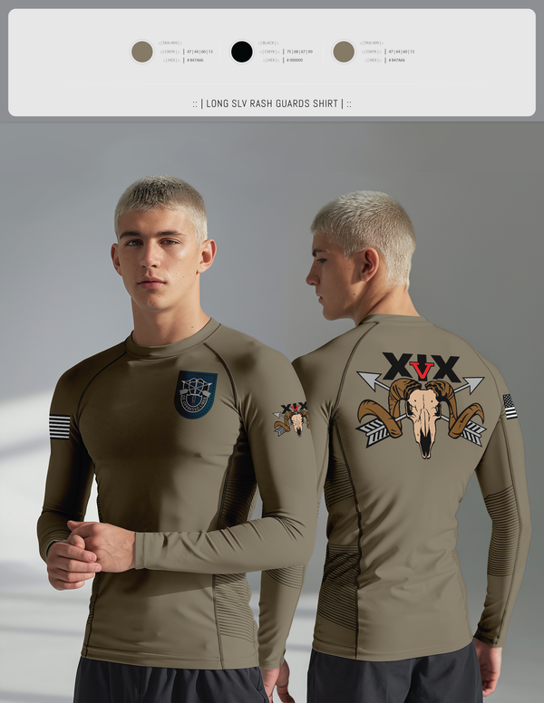 Long Sleeve Rash Guard Shirt, 5/19th SFG, National Guard, Teamtime, Team time, sublimation, custom sports apparel, team uniforms, spirit wear, spiritwear, sports uniforms, custom shirts, team store, custom team store, fundraiser sports, apparel fundraiser