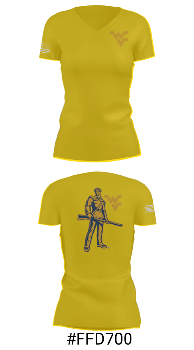 West Virginia University Track 13557835 Women's Short Sleeve V-neck Shirt - 21