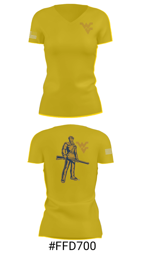 Women's Short Sleeve Vneck Shirt, West Virginia University Track, Track & Field, Teamtime, Team time, sublimation, custom sports apparel, team uniforms, spirit wear, spiritwear, sports uniforms, custom shirts, team store, custom team store, fundraiser sports, apparel fundraiser