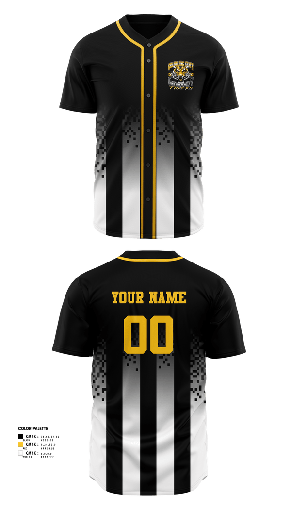 Full Button Baseball Jersey, GRAMBLING STATE UNIVERSITY TIGERS, Baseball, Teamtime, Team time, sublimation, custom sports apparel, team uniforms, spirit wear, spiritwear, sports uniforms, custom shirts, team store, custom team store, fundraiser sports, apparel fundraiser