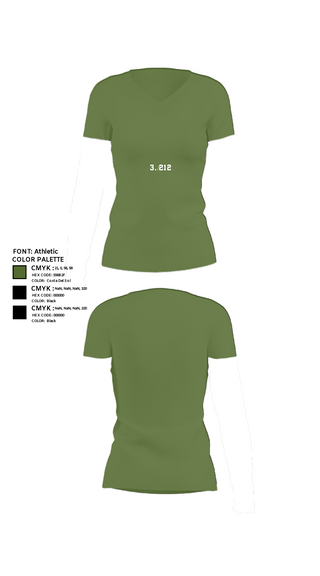 Women's Short Sleeve Vneck Shirt, 3./212, Army, Teamtime, Team time, sublimation, custom sports apparel, team uniforms, spirit wear, spiritwear, sports uniforms, custom shirts, team store, custom team store, fundraiser sports, apparel fundraiser
