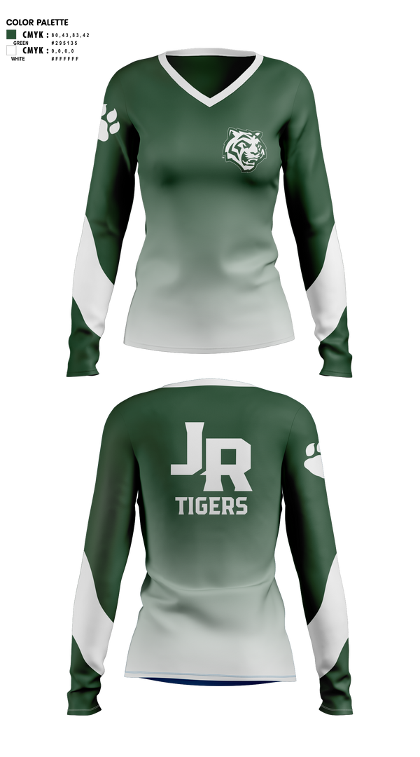 Womens Long Sleeve Vneck Shirt, Jackson-Reed (Wilson) High School, Spirit Store, Teamtime, Team time, sublimation, custom sports apparel, team uniforms, spirit wear, spiritwear, sports uniforms, custom shirts, team store, custom team store, fundraiser sports, apparel fundraiser