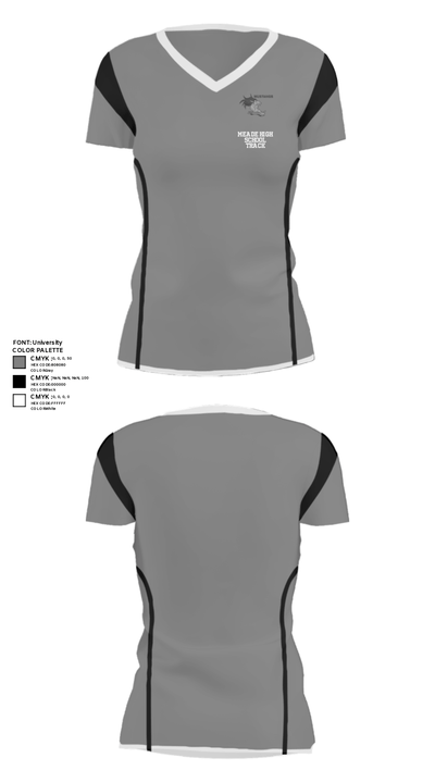 Meade High School Track 444243 Women's Short Sleeve V-neck Shirt - 29