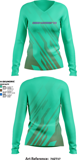Womens Long Sleeve Vneck Shirt, Zero latency VR, , Teamtime, Team time, sublimation, custom sports apparel, team uniforms, spirit wear, spiritwear, sports uniforms, custom shirts, team store, custom team store, fundraiser sports, apparel fundraiser
