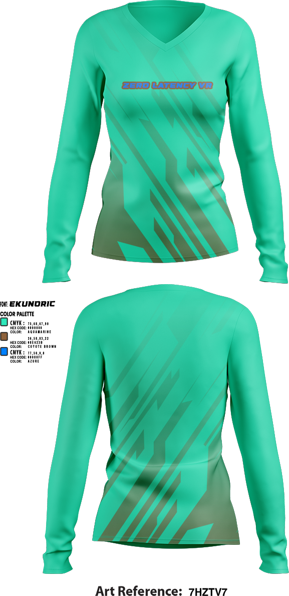 Womens Long Sleeve Vneck Shirt, Zero latency VR, , Teamtime, Team time, sublimation, custom sports apparel, team uniforms, spirit wear, spiritwear, sports uniforms, custom shirts, team store, custom team store, fundraiser sports, apparel fundraiser