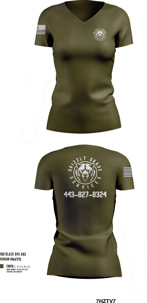 Womens Short Sleeve Vneck Shirt, Grizzly Grade Services, , Teamtime, Team time, sublimation, custom sports apparel, team uniforms, spirit wear, spiritwear, sports uniforms, custom shirts, team store, custom team store, fundraiser sports, apparel fundraiser