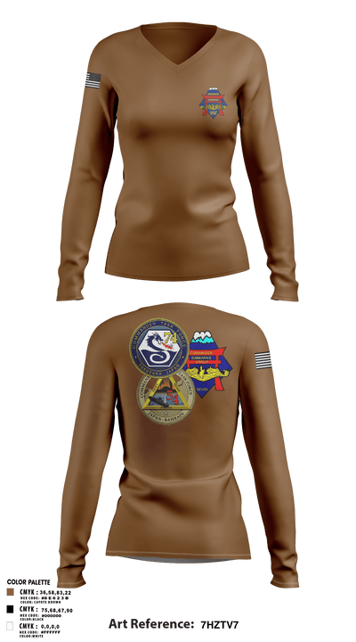 Submarine Group 7 N4 26045407 Women's Long Sleeve V-neck Shirt - 1