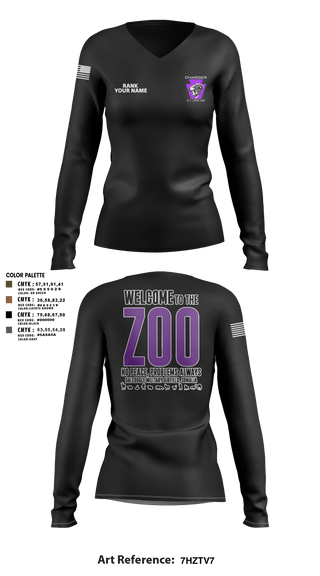 Womens Long Sleeve Vneck Shirt, Charger Co. / 2-112th Infantry Battalion, National Guard, Teamtime, Team time, sublimation, custom sports apparel, team uniforms, spirit wear, spiritwear, sports uniforms, custom shirts, team store, custom team store, fundraiser sports, apparel fundraiser