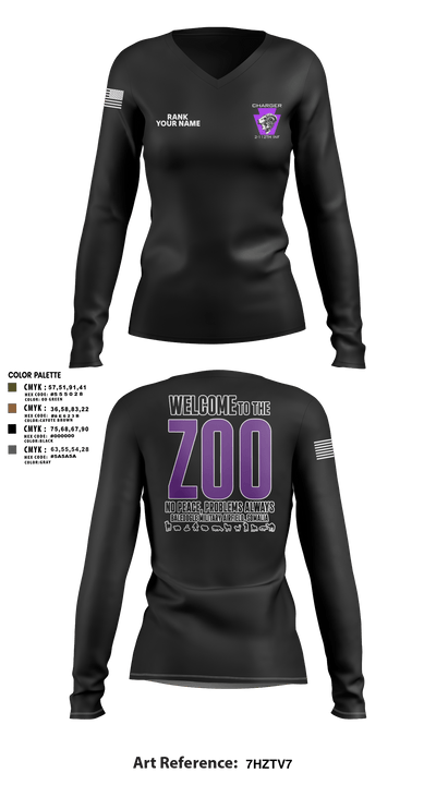 Charger Co. / 2-112th Infantry Battalion 37738588 Women's Long Sleeve V-neck Shirt - 28