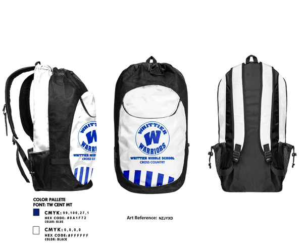 Gear Bag, Whittier Middle School Cross Country, Cross Country, Teamtime, Team time, sublimation, custom sports apparel, team uniforms, spirit wear, spiritwear, sports uniforms, custom shirts, team store, custom team store, fundraiser sports, apparel fundraiser