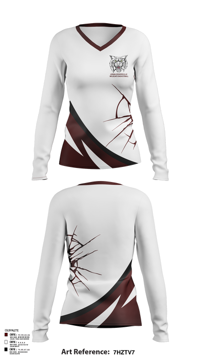 Logan-Rogersville Wildcats 82535935 Women's Long Sleeve V-neck Shirt - 130