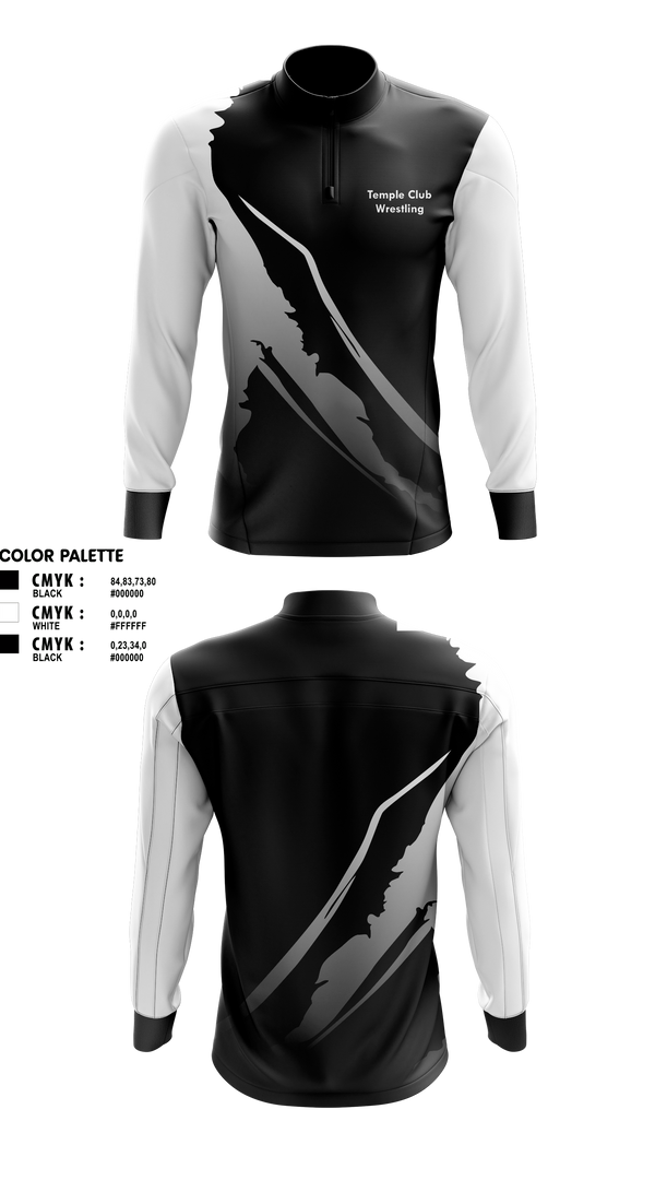 Quarter Zip Jacket, Temple Wrestling Club, Wrestling, Teamtime, Team time, sublimation, custom sports apparel, team uniforms, spirit wear, spiritwear, sports uniforms, custom shirts, team store, custom team store, fundraiser sports, apparel fundraiser