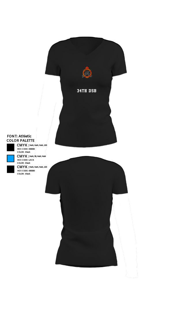 Women's Short Sleeve Vneck Shirt, 34th DSB, Army, Teamtime, Team time, sublimation, custom sports apparel, team uniforms, spirit wear, spiritwear, sports uniforms, custom shirts, team store, custom team store, fundraiser sports, apparel fundraiser