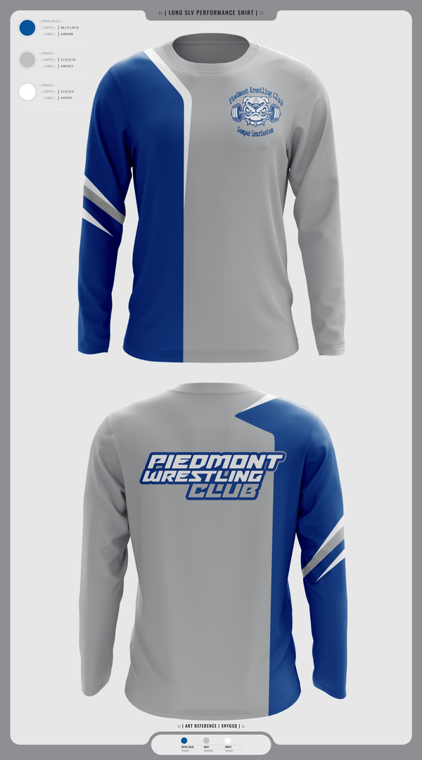 Long Sleeve Performance Shirt, Piedmont Youth Wrestling, Wrestling, Teamtime, Team time, sublimation, custom sports apparel, team uniforms, spirit wear, spiritwear, sports uniforms, custom shirts, team store, custom team store, fundraiser sports, apparel fundraiser