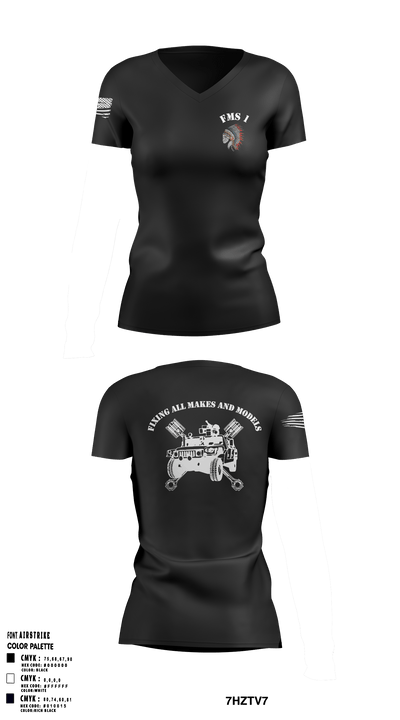 FMS 1, OKARNG 20204603 Women's Short Sleeve V-neck Shirt - 1