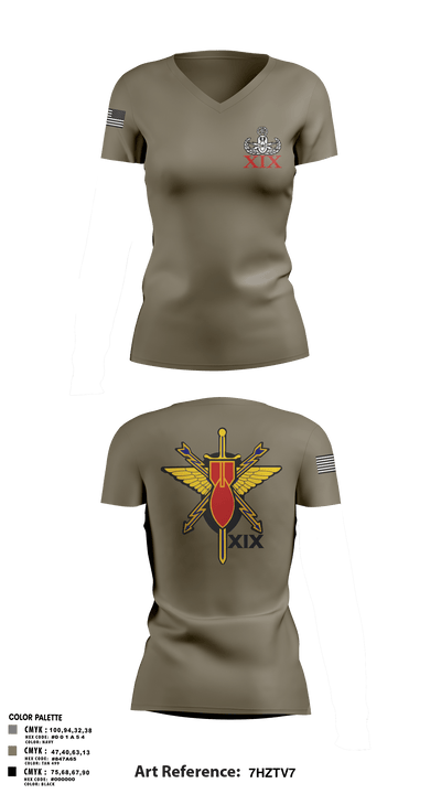 19th EOD 62274073 Women's Short Sleeve V-neck Shirt - 2
