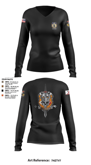 Women's Long Sleeve Vneck Shirt, C-Co 602D ASB, Army, Teamtime, Team time, sublimation, custom sports apparel, team uniforms, spirit wear, spiritwear, sports uniforms, custom shirts, team store, custom team store, fundraiser sports, apparel fundraiser