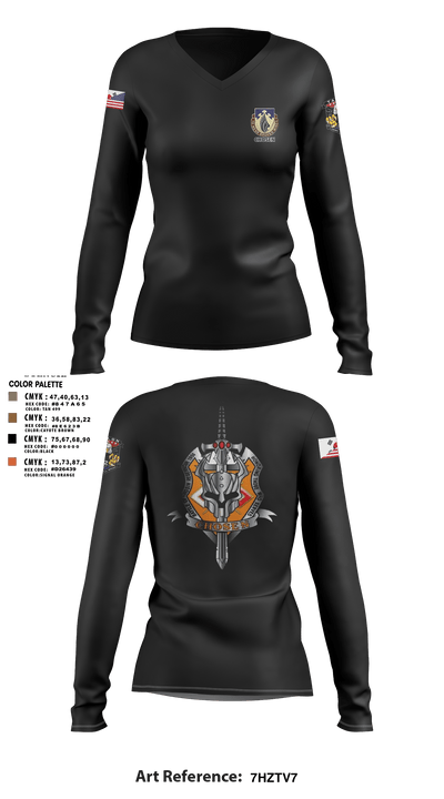 C-Co 602D ASB 71848240 Women's Long Sleeve V-neck Shirt - 106
