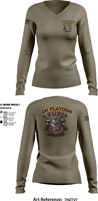 Womens Long Sleeve Vneck Shirt, Fuel Dawgs, Army, Teamtime, Team time, sublimation, custom sports apparel, team uniforms, spirit wear, spiritwear, sports uniforms, custom shirts, team store, custom team store, fundraiser sports, apparel fundraiser