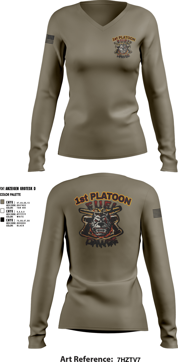 Womens Long Sleeve Vneck Shirt, Fuel Dawgs, Army, Teamtime, Team time, sublimation, custom sports apparel, team uniforms, spirit wear, spiritwear, sports uniforms, custom shirts, team store, custom team store, fundraiser sports, apparel fundraiser