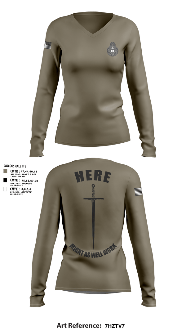 Women's Long Sleeve Vneck Shirt, CHBOLC 24-002, Army, Teamtime, Team time, sublimation, custom sports apparel, team uniforms, spirit wear, spiritwear, sports uniforms, custom shirts, team store, custom team store, fundraiser sports, apparel fundraiser
