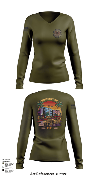 Womens Long Sleeve Vneck Shirt 1, 482D Civil Engineer Squadron, Air Force, Teamtime, Team time, sublimation, custom sports apparel, team uniforms, spirit wear, spiritwear, sports uniforms, custom shirts, team store, custom team store, fundraiser sports, apparel fundraiser