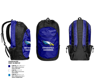 Gear Bag, Wethersfield High School Swimming, Swimming, Teamtime, Team time, sublimation, custom sports apparel, team uniforms, spirit wear, spiritwear, sports uniforms, custom shirts, team store, custom team store, fundraiser sports, apparel fundraiser