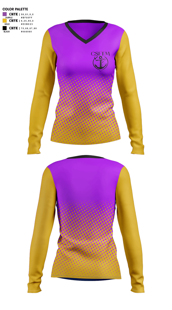 Womens Long Sleeve Vneck Shirt, Cudahy High School Swimming, Swimming, Teamtime, Team time, sublimation, custom sports apparel, team uniforms, spirit wear, spiritwear, sports uniforms, custom shirts, team store, custom team store, fundraiser sports, apparel fundraiser