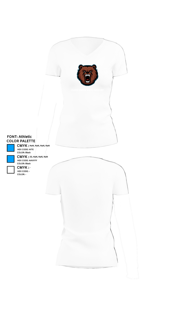 Womens Short Sleeve Vneck Shirt, Clover Garden School Grizzlies, Spirit Store, Teamtime, Team time, sublimation, custom sports apparel, team uniforms, spirit wear, spiritwear, sports uniforms, custom shirts, team store, custom team store, fundraiser sports, apparel fundraiser