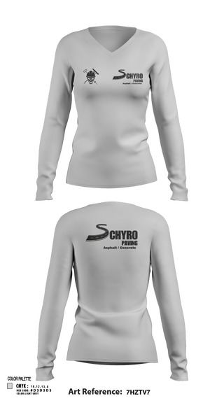 Womens Long Sleeve Vneck Shirt, Schyro paving, , Teamtime, Team time, sublimation, custom sports apparel, team uniforms, spirit wear, spiritwear, sports uniforms, custom shirts, team store, custom team store, fundraiser sports, apparel fundraiser