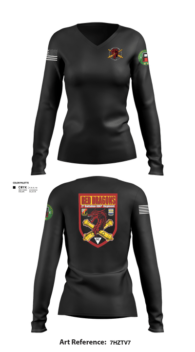 2-306th FAR 32661522 Women's Long Sleeve V-neck Shirt -1 4