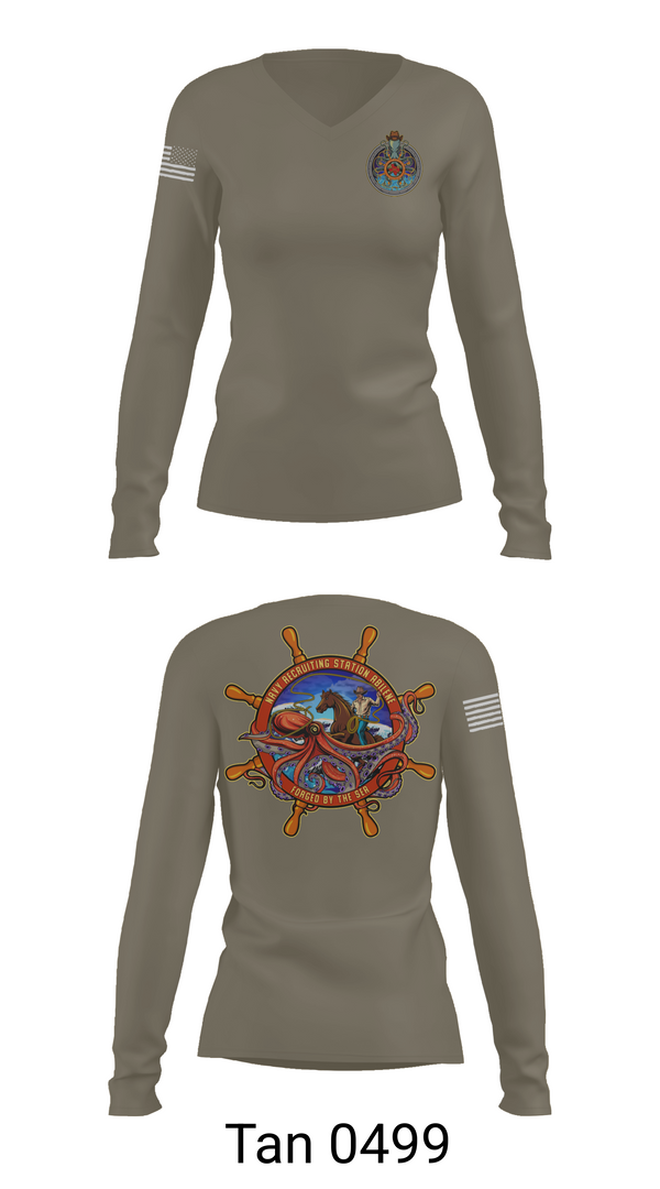 Womens Long Sleeve Vneck Shirt, Navy Recruiting, , Teamtime, Team time, sublimation, custom sports apparel, team uniforms, spirit wear, spiritwear, sports uniforms, custom shirts, team store, custom team store, fundraiser sports, apparel fundraiser
