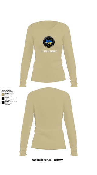 Women's Long Sleeve Vneck Shirt, 173rd Airborne, Army, Teamtime, Team time, sublimation, custom sports apparel, team uniforms, spirit wear, spiritwear, sports uniforms, custom shirts, team store, custom team store, fundraiser sports, apparel fundraiser