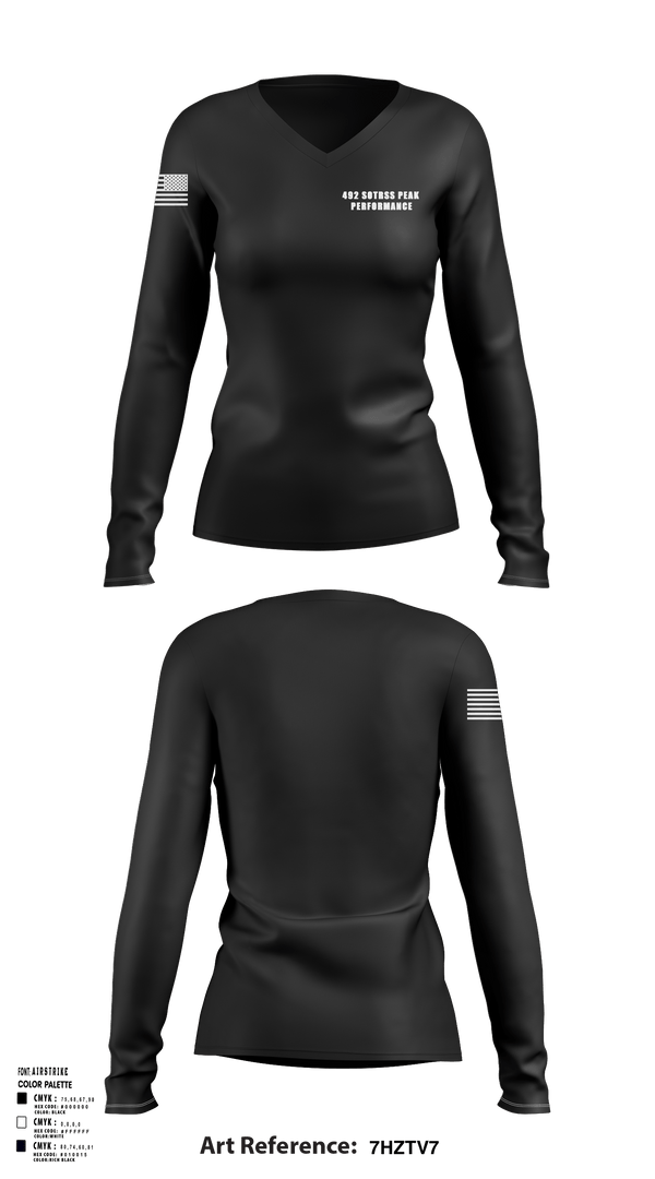 Womens Long Sleeve Vneck Shirt, 492 SOTRSS Peak Performance, Air Force, Teamtime, Team time, sublimation, custom sports apparel, team uniforms, spirit wear, spiritwear, sports uniforms, custom shirts, team store, custom team store, fundraiser sports, apparel fundraiser
