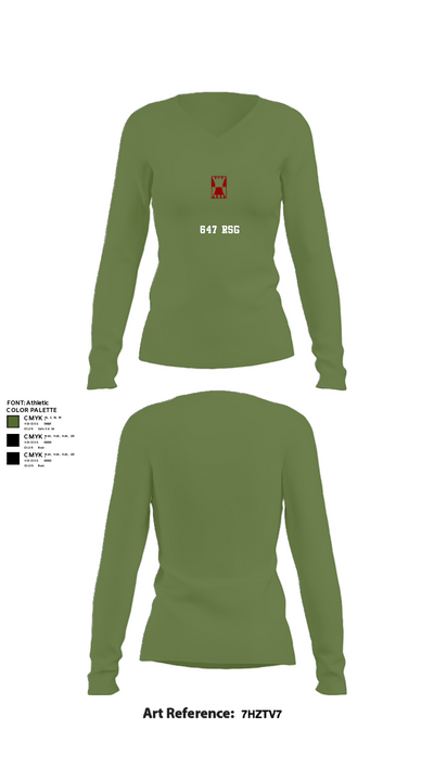 647 RSG 4218296 Women's Long Sleeve V-neck Shirt - 42