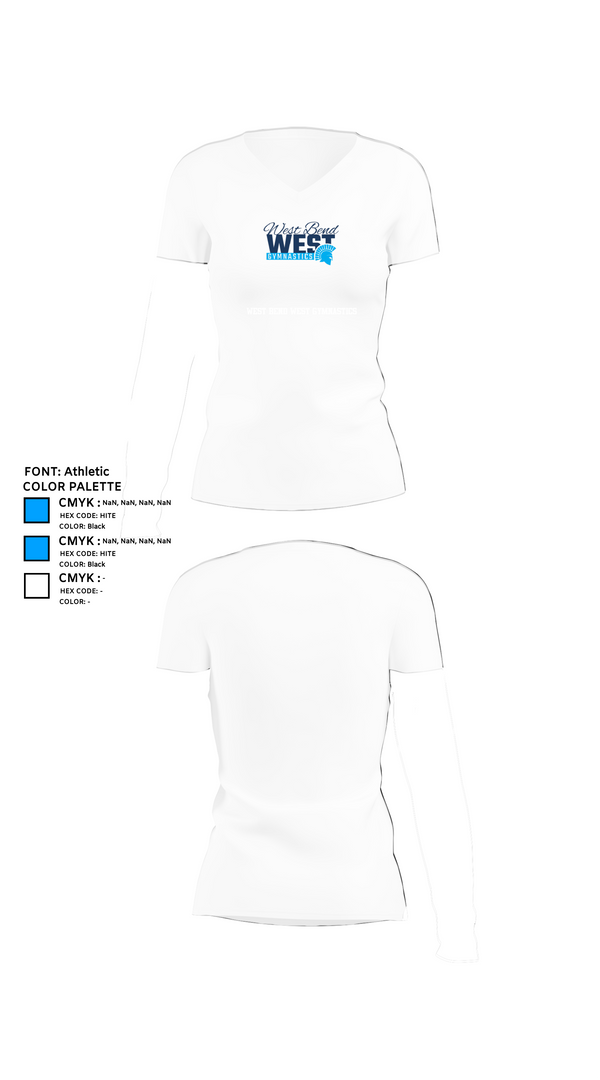 Womens Short Sleeve Vneck Shirt, West Bend West Gymnastics, Spirit Store, Teamtime, Team time, sublimation, custom sports apparel, team uniforms, spirit wear, spiritwear, sports uniforms, custom shirts, team store, custom team store, fundraiser sports, apparel fundraiser