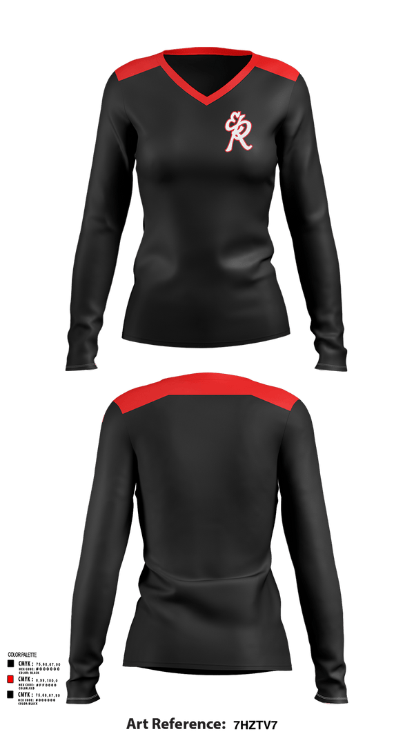 Womens Long Sleeve Vneck Shirt 1, El Rodeo, Baseball, Teamtime, Team time, sublimation, custom sports apparel, team uniforms, spirit wear, spiritwear, sports uniforms, custom shirts, team store, custom team store, fundraiser sports, apparel fundraiser